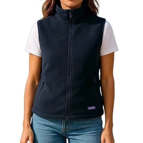 Vineyard Vines Marthas Vineyard Fleece Vest Women Size S Front Zip Pockets Whale - Picture 12 of 12